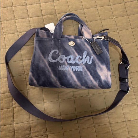 Authentic Coach Tie Dye Midnight Navy Denim Cargo Tote 26 NWT - Picture 2 of 8